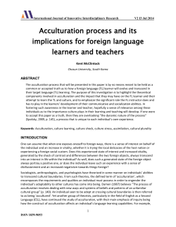 Acculturation process and its implications for foreign language