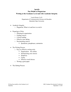 Agenda The Pitfalls of Plagiarism
