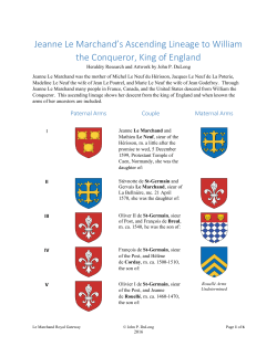 Jeanne Le Marchand`s Ascending Lineage to William the Conqueror