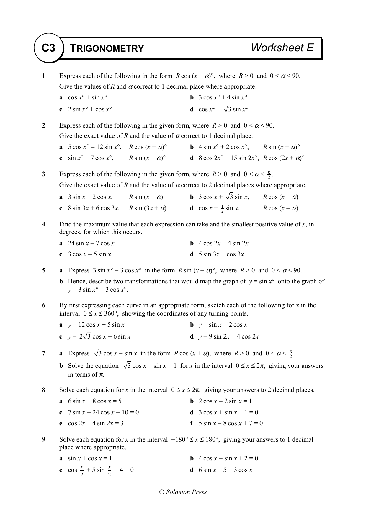 Questions Nlcs Maths Department
