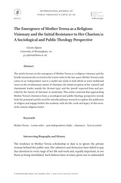 The Emergence of Mother Teresa as a Religious Visionary and the