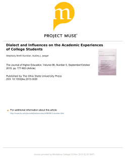 Dialect and Influences on the Academic Experiences of College