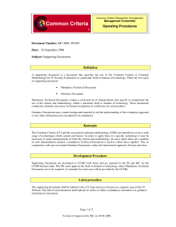 CCRA Procedure for Supporting Documents