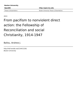 From pacifism to nonviolent direct action: the Fellowship of