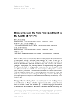 Homelessness in the Suburbs: Engulfment in the Grotto of Poverty