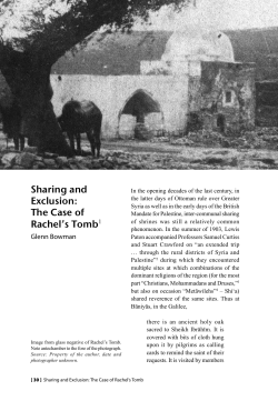 Sharing and Exclusion: The Case of Rachel`s Tomb