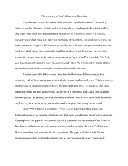 The Authority of the Callimachean Hymnists