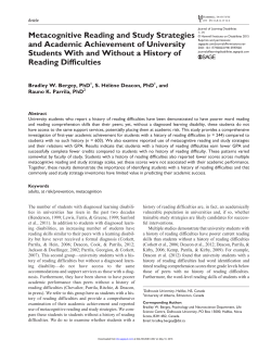 Metacognitive Reading and Study Strategies and Academic