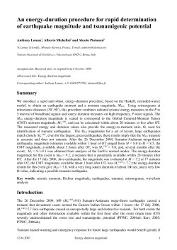 An energy-duration procedure for rapid determination of earthquake