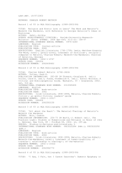 TITLE: Religion and Erotic Love in Lewis` The Monk and Maturin`s