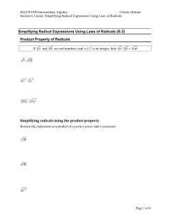 Simplifying Radical Expressions Using Laws of Radicals (6.3