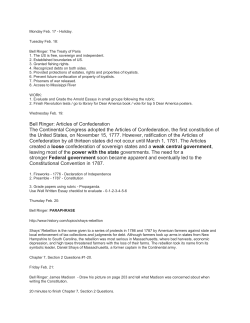 Bell Ringer: Articles of Confederation The Continental Congress