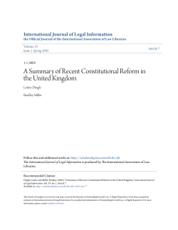 A Summary of Recent Constitutional Reform in the United Kingdom
