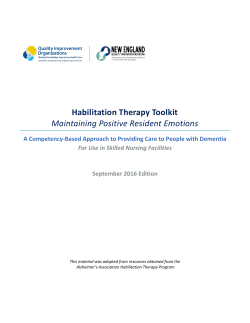 Habilitation Therapy Toolkit Maintaining Positive Resident Emotions