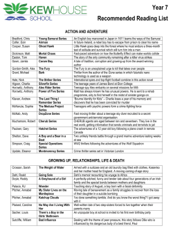 Year 7 Recommended Reading List