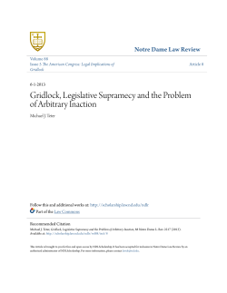 Gridlock, Legislative Supramecy and the Problem