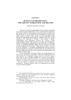 human nature/identity: the ubuntu worldview and beyond