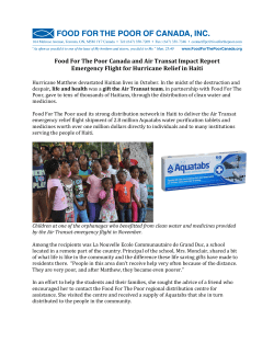 Aquatabs and medicines &ndash; thanks to Air Transat