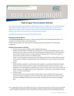 Theft of Copper Parts at Remote Well Sites