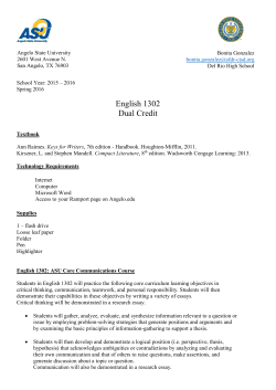 English 1302 Dual Credit - Angelo State University