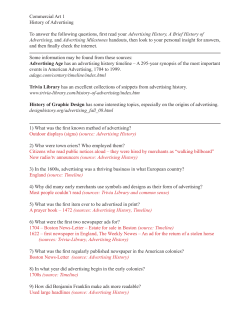 Commercial Art 1 History of Advertising To answer the