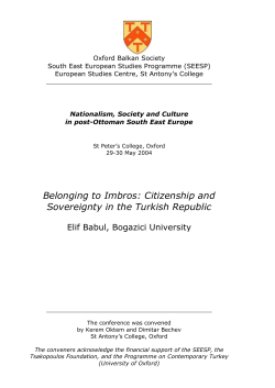 Belonging to Imbros: Citizenship and Sovereignty in the Turkish