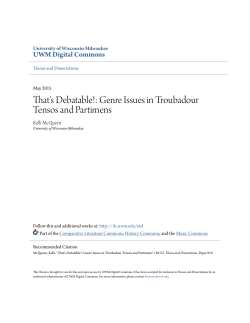 Genre Issues in Troubadour Tensos and Partimens