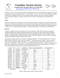 Uranium decay fact sheet - Canadian Nuclear Society