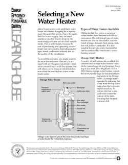 Selecting A New Water Heater