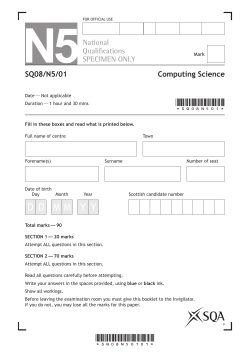 Computing Science Specimen Question Paper National 5