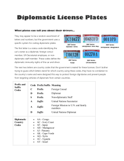 Diplomatic License Plates Info sheet COMPLETE LIST