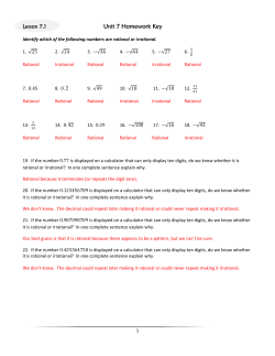 Unit 7 Homework Key - MMS 8th Grade Math