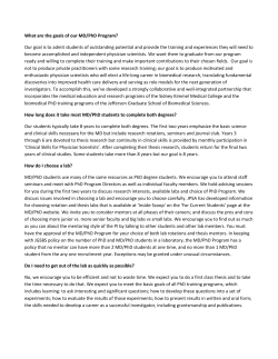 What are the goals of our MD/PhD Program?