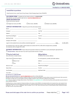 +44 (0) 161 359 5813 Fax Back to +1 646 619 4593 ORDER