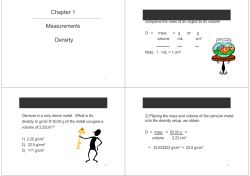 Chapter 1 Measurements Density Density Density Learning Check