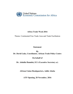 Africa Trade Week 2016 Theme: Continental Free Trade Area and