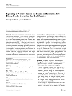 Legislating a Woman`s Seat on the Board: Institutional Factors