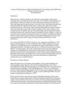 Lessons in Mission from an African Initiated Church: A Case Study of