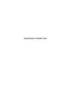 Classification of Matter Quiz
