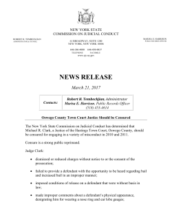 NEWS RELEASE - New York State Commission on Judicial Conduct