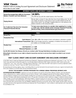 Bay Federal Visa Classic Agreement