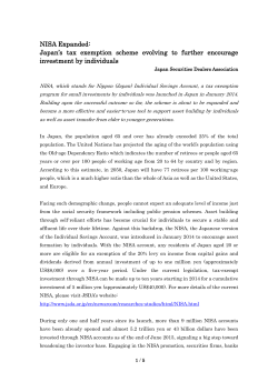NISA Expanded: Japan`s tax exemption scheme evolving to further