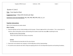 Quarter 4 / Unit 2 Title: From Seed to Plant Suggested Time: 5 days