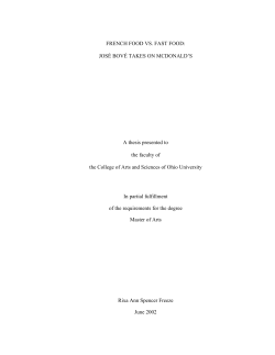 FRENCH FOOD VS. FAST FOOD: JOS&Eacute; BOV&Eacute; TAKES ON