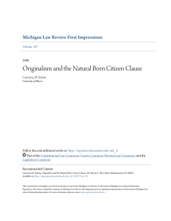 Originalism and the Natural Born Citizen Clause
