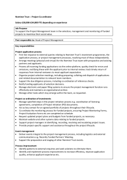 Nominet Trust &ndash; Project Co-ordinator Salary &pound;28,000
