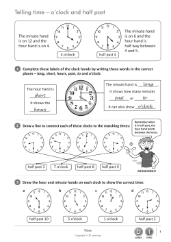 Telling time – o`clock and half past