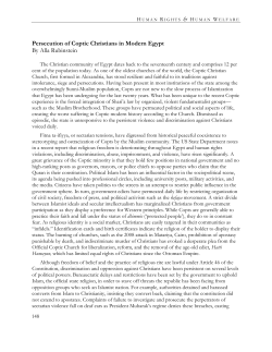 Persecution of Coptic Christians in Modern Egypt
