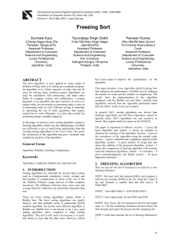 Freezing Sort - International Journal of Applied Information Systems