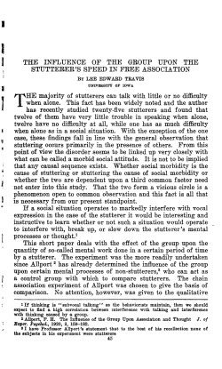 the influence of the group upon the stutteree`s speed in free